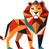 Creative cubism lion design with abstract geometric patterns. . png