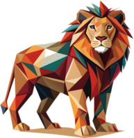 Eye-catching cubism lion art with sharp angles and shapes. . png