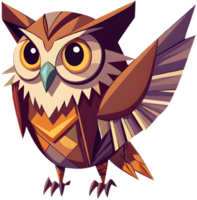 Bold cubism owl design with distinct angular geometric features. . png