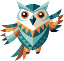 Unique abstract cubism owl art with colorful fragmented forms. . png