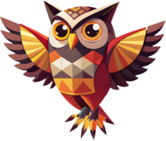 Creative cubism owl artwork with angular sharp fragmented forms. . png