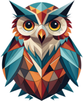 Dynamic cubism owl artwork with angular and sharp forms. . png
