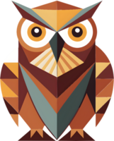 Colorful cubism owl design featuring sharp angular forms. . png