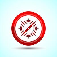 Compass icon design illustration, Navigation sign symbol for apps and websites, Red Color Button Design vector