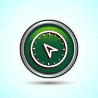 Compass icon design illustration, Navigation sign symbol for apps and websites, Green Color Round Button Design vector