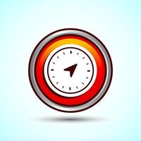 Compass icon design illustration, Navigation sign symbol for apps and websites, Orange Color Round Button Design vector