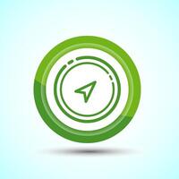 Compass icon design illustration, Navigation sign symbol for apps and websites, Green Color Button Design vector