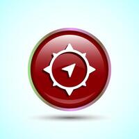 Compass icon design illustration, Navigation sign symbol for apps and websites, Red Color Round Button Design vector