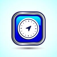 Compass icon design illustration, Navigation sign symbol for apps and websites, Blue Color Square Button Design vector