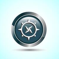 Compass icon design illustration, Navigation sign symbol for apps and websites, Gray Color Round Button Design vector