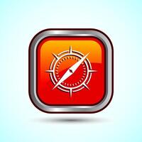 Compass icon design illustration, Navigation sign symbol for apps and websites, Orange Color Square Button Design vector