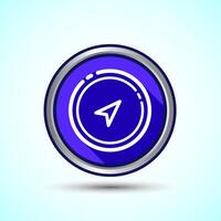 Compass icon design illustration, Navigation sign symbol for apps and websites, Blue Shadow Button Design vector
