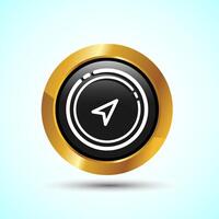 Compass icon design illustration, Navigation sign symbol for apps and websites, Gold Color Round Button Design vector