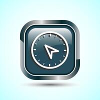 Compass icon design illustration, Navigation sign symbol for apps and websites, Gray Color Square Button Design vector