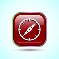 Compass icon design illustration, Navigation sign symbol for apps and websites, Red Color Square Button Design vector