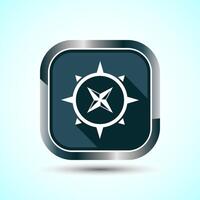 Compass icon design illustration, Navigation sign symbol for apps and websites, Gray Shadow Button Design vector