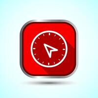 Compass icon design illustration, Navigation sign symbol for apps and websites, Red Shadow Button Design vector