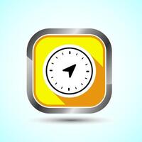 Compass icon design illustration, Navigation sign symbol for apps and websites, Yellow Shadow Button Design vector