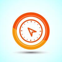 Compass icon design illustration, Navigation sign symbol for apps and websites, Orange Color Button Design vector