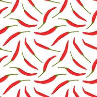 Seamless pattern fresh red chilies in a flat hand drawn design style. vector