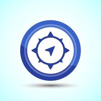 Compass icon design illustration, Navigation sign symbol for apps and websites, Blue Color Button Design vector