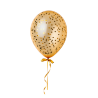 Gold balloon with confetti isolated on transparent background for celebrations and festive occasions. png