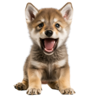 Cute and playful puppy with a joyful expression, isolated on transparent background. png