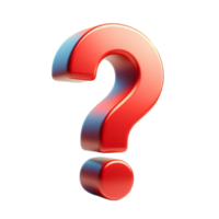 3d Realistic Red Question Mark Isolated On Transparent Background png