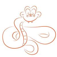symbol of 2025 outline of a cheerful snake vector