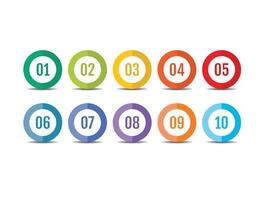 Set of colorful number button 1-10 vector