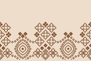 Motif design fabric pattern cream background color pixel pattern motif. vector