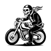 A skull riding a motorcycle with a skull helmet vector