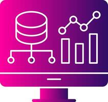 A computer monitor with a graph and bar chart icon vector