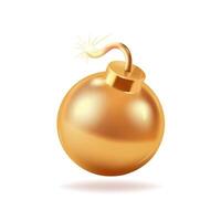 3d gold bomb in cartoon style. Illustrations for game battles, competitions vector