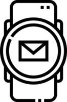 A black and white image of a phone with an envelope vector