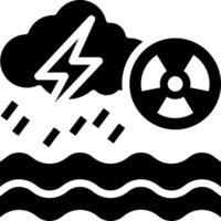 A black and white image of a nuclear reactor and a thunderstorm vector