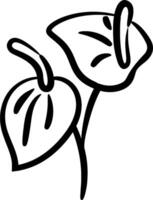 A black and white drawing of a plant with leaves vector