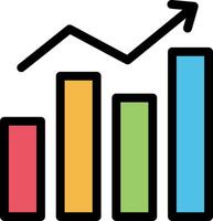A graph chart with an arrow going up vector
