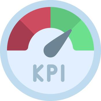 A green and red meter with the word kpi on it vector