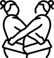 Two people hugging in a line drawing vector