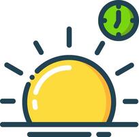 Sunrise icon with clock and sun vector