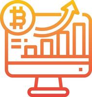 Bitcoin chart icon vector