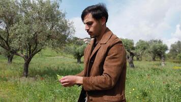 Boy Peels A Bean In The Calabrian Countryside video