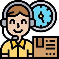 A man with a headset and a clock on his chest vector