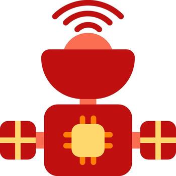A red robot with a wifi symbol on it vector