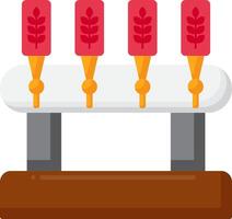 A beer tap with four red bottles on it vector