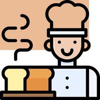 A chef holding a tray of bread vector