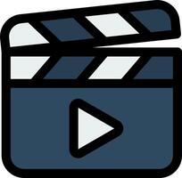A movie clap icon with a play button vector