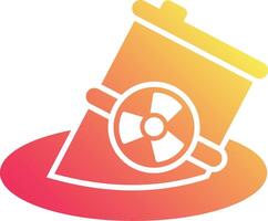 A red and yellow icon with a nuclear symbol vector