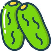 Two green pickles on a white background vector